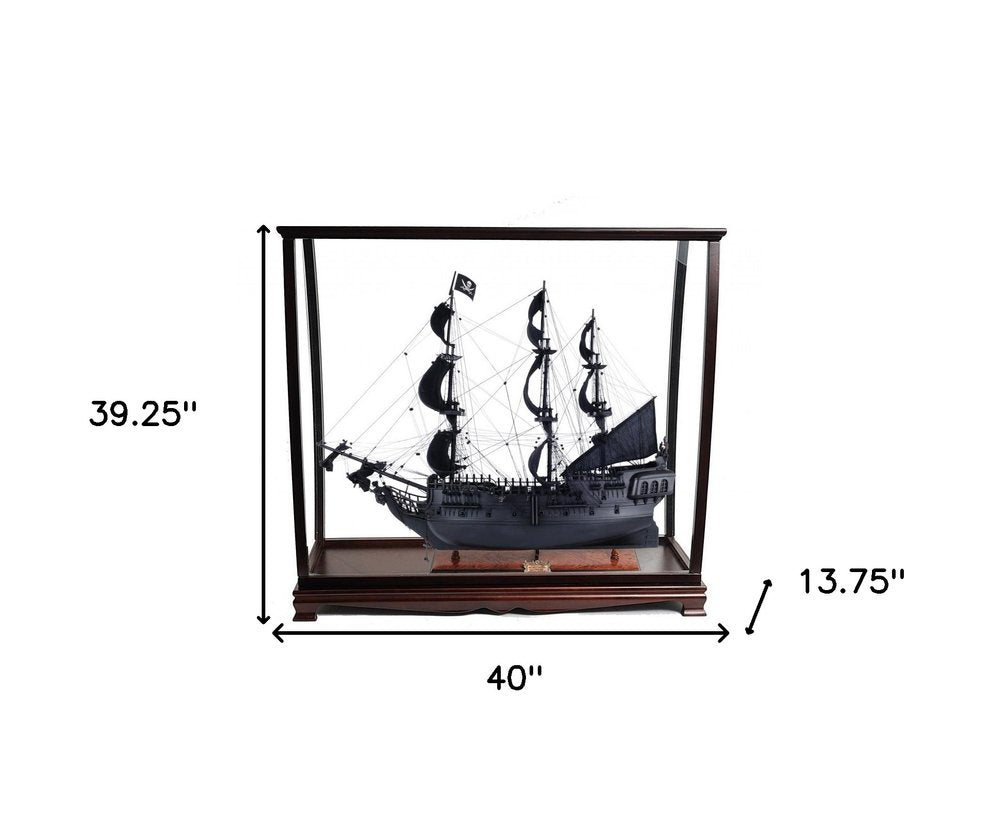 39" Black Solid Wood Hand Painted Black Pearl Pirate Table Top Display Model Boat