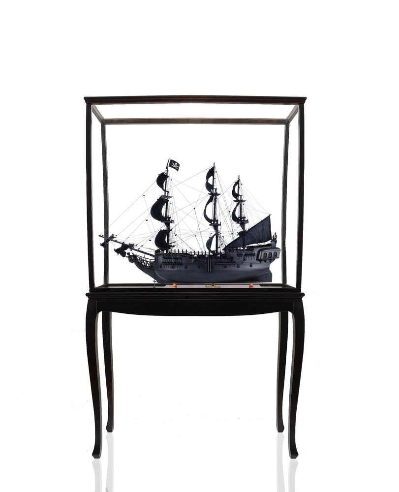 69" Black Solid Wood Hand Painted Black Pearl Pirate Floor Display Model Boat