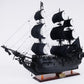 24" Black Solid Wood Hand Painted Model Boat Tabletop Sculpture