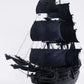 24" Black Solid Wood Hand Painted Model Boat Tabletop Sculpture