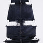 24" Black Solid Wood Hand Painted Model Boat Tabletop Sculpture