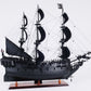 24" Black Solid Wood Hand Painted Model Boat Tabletop Sculpture