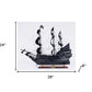 24" Black Solid Wood Hand Painted Model Boat Tabletop Sculpture