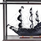 30" Black Solid Wood Hand Painted Black Pearl Pirate Medium Open Display Case Model Boat