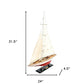 32" Red and White Solid Wood Hand Painted p-Oxybis(benzenesulfonyl hydrazide) Model Boat