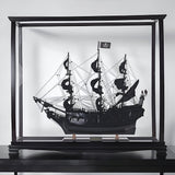 32" Black Solid Wood Hand Painted Black Pearl Pirate Medium Display Case Model Boat