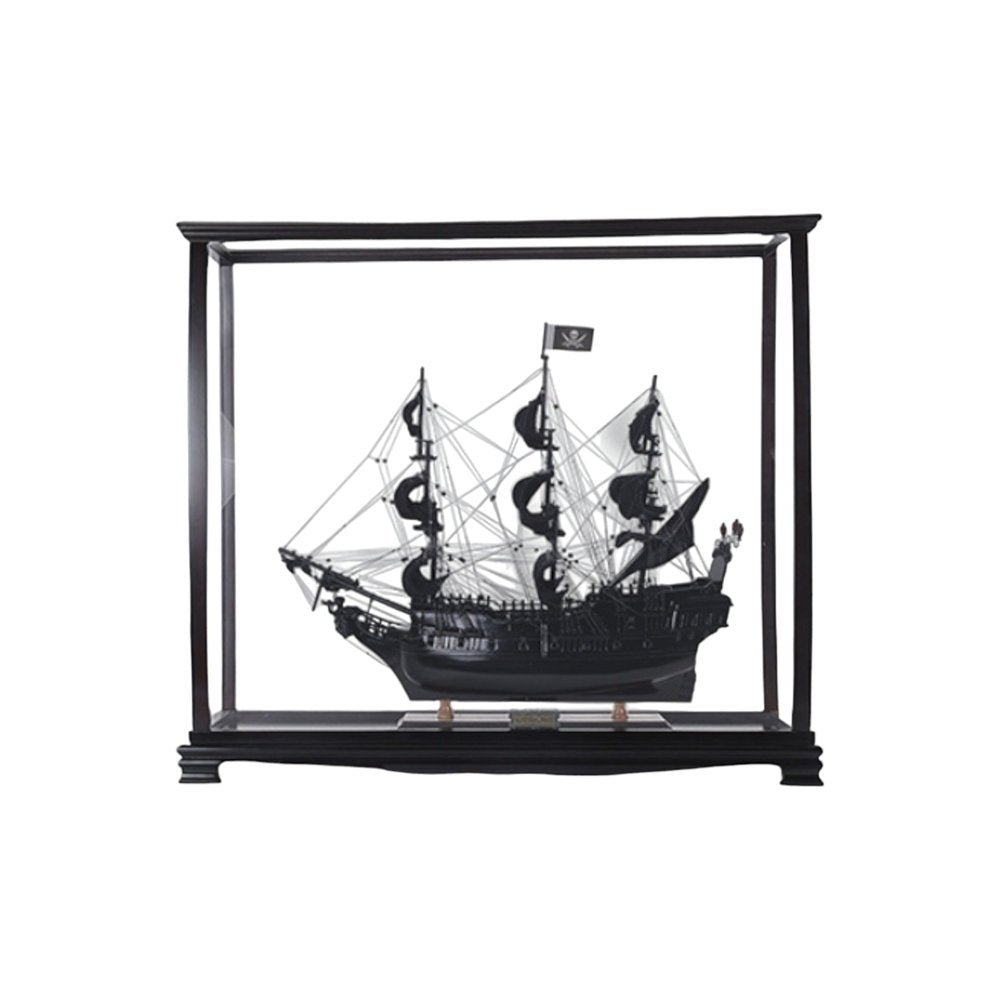 32" Black Solid Wood Hand Painted Black Pearl Pirate Medium Display Case Model Boat