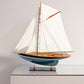 31" Black Blue And White Solid Wood Pen Duick Hand Painted Model Sail Boat