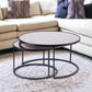Set of Two Black And Silver Mirrored Round Nested Coffee Table Set