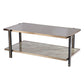 43" Champagne Mirrored And Metal Rectangular Mirrored Coffee Table
