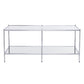 42" Chrome Glass And Metal Rectangular Mirrored Coffee Table