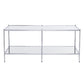 42" Chrome Glass And Metal Rectangular Mirrored Coffee Table