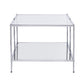 42" Chrome Glass And Metal Rectangular Mirrored Coffee Table