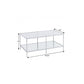 42" Chrome Glass And Metal Rectangular Mirrored Coffee Table