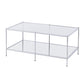 42" Chrome Glass And Metal Rectangular Mirrored Coffee Table
