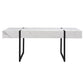 43" White And Black Faux Marble And Metal With Iron Coffee Table