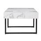 43" White And Black Faux Marble And Metal With Iron Coffee Table