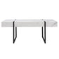 43" White And Black Faux Marble And Metal With Iron Coffee Table