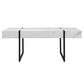 43" White And Black Faux Marble And Metal With Iron Coffee Table