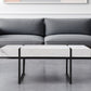 43" White And Black Faux Marble And Metal With Iron Coffee Table