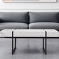 43" White And Black Faux Marble And Metal With Iron Coffee Table