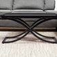 42" Black Glass And Metal Rectangular Coffee Table