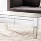 41" Silver Glass With Iron Mirrored Coffee Table