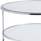 34" Chrome Glass And Metal Round Mirrored Coffee Table