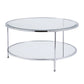 34" Chrome Glass And Metal Round Mirrored Coffee Table