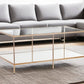 42" Clear And Gold Glass And Metal Coffee Table