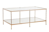 42" Clear And Gold Glass And Metal Coffee Table