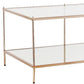 42" Clear And Gold Glass And Metal Coffee Table