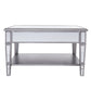 29" Silver Mirrored Square Coffee Table With Shelf
