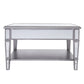 29" Silver Mirrored Square Coffee Table With Shelf