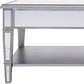 29" Silver Mirrored Square Coffee Table With Shelf