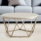 33" Champagne Solid Manufactured Wood And Metal Round Coffee Table