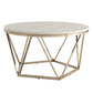 33" Champagne Solid Manufactured Wood And Metal Round Coffee Table