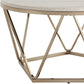 33" Champagne Solid Manufactured Wood And Metal Round Coffee Table