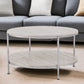 33" Chrome Faux Marble And Metal Round Coffee Table