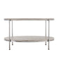 33" Chrome Faux Marble And Metal Round Coffee Table