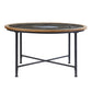 33" Floral Design Glass Top Round Coffee Table