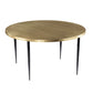 34" Black And Gold Embossed Metal Round Coffee Table