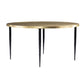 34" Black And Gold Embossed Metal Round Coffee Table