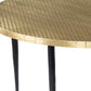 34" Black And Gold Embossed Metal Round Coffee Table