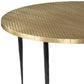 34" Black And Gold Embossed Metal Round Coffee Table