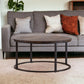 36" Natural And Brown Reclaimed Wood And Metal Round Coffee Table