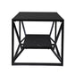 42" Black Glass Faux Marble And Metal Coffee Table With Shelf