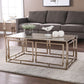 44" Champagne Glass And Metal Rectangular Coffee Table