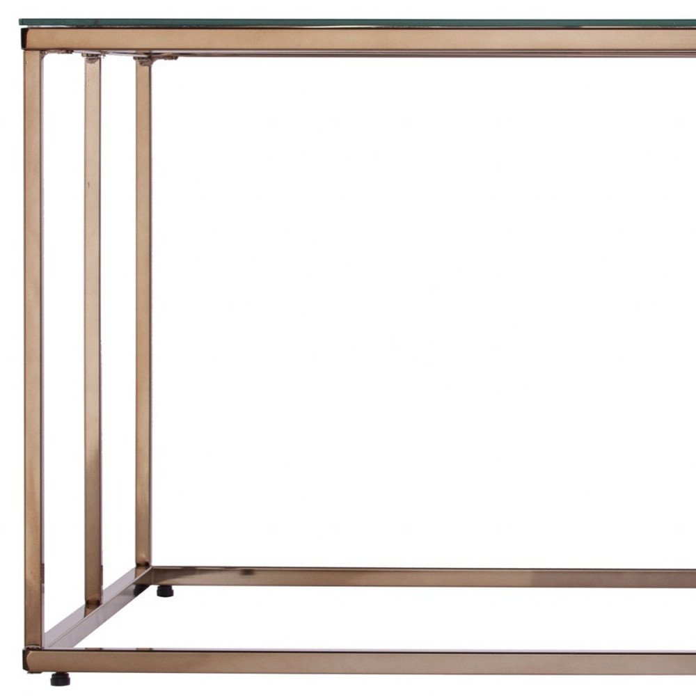 42" Clear and Champagne Glass and Metal Coffee Table