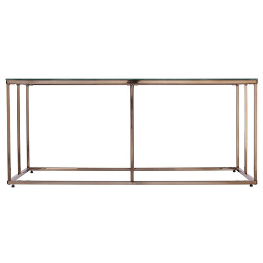 42" Clear and Champagne Glass and Metal Coffee Table